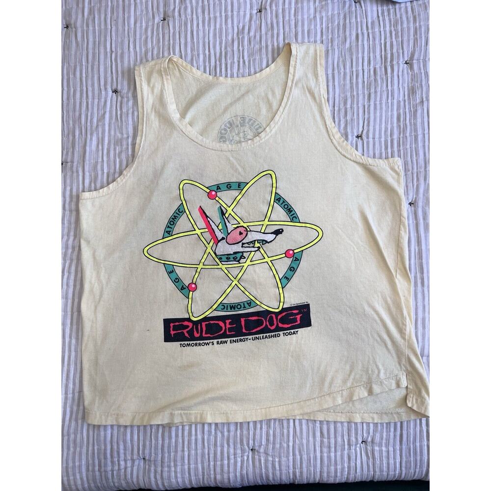 Vintage Rude dog Atomic Age Tank Top Shirt 80s Skate Surf